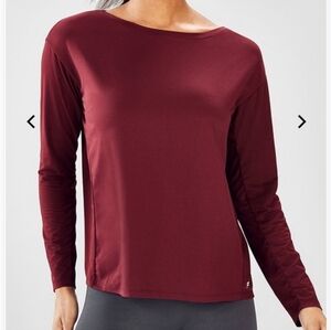 EUC! Fabletics Long Sleeve Cinched Burgundy Top